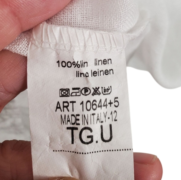 Made In Italy. Linen Cowl Neck 3/4 Sleeve Top. White. O/S - Picture 4 of 9